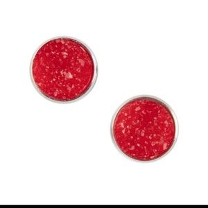 Plunder Jolie Red Druzy Earrings New